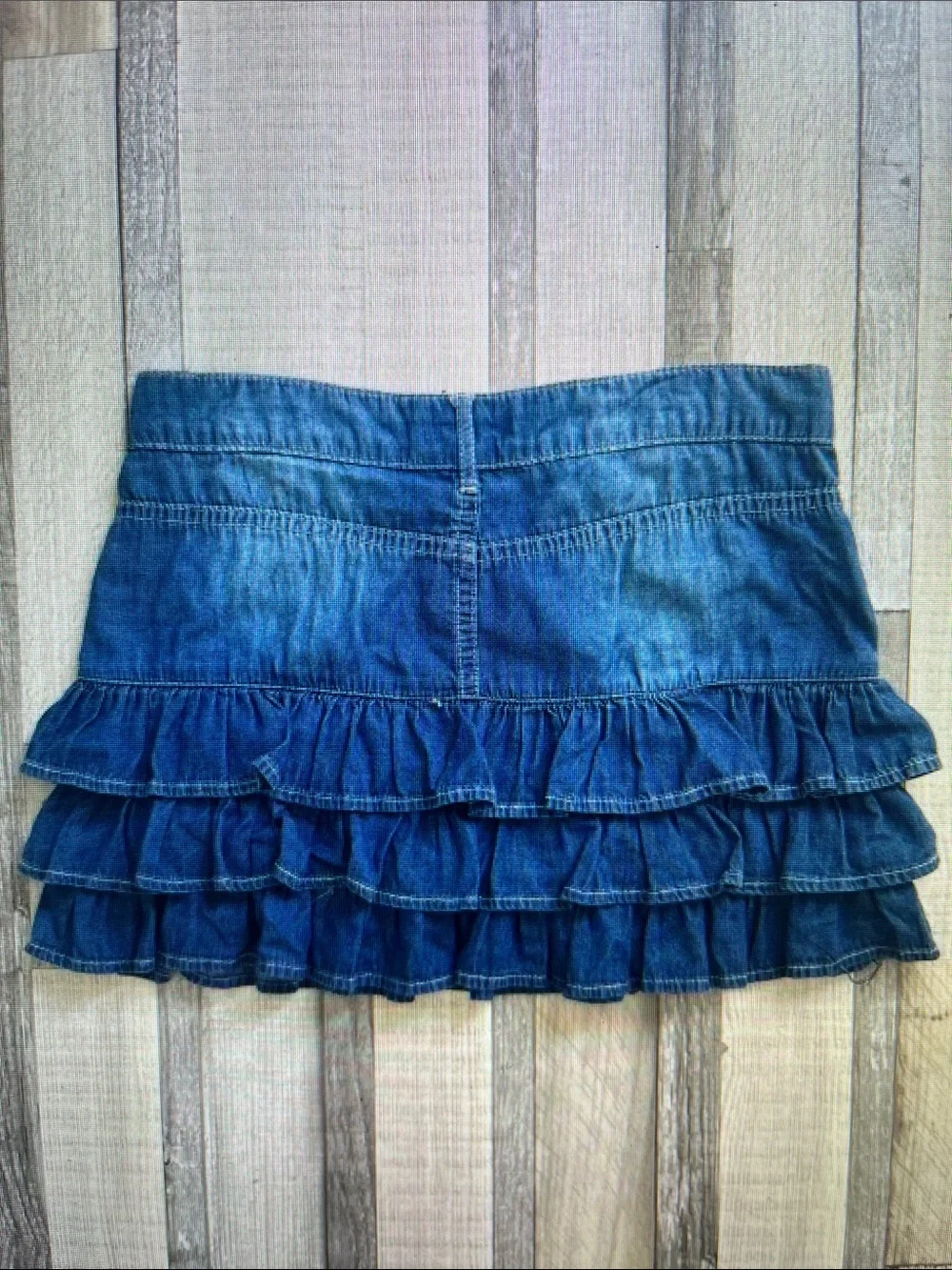 Women’s Ruffled Denim Skirt - Blue